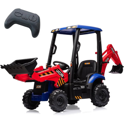 4-in-1 Kids Electric Tractor Excavator 12V Ride-On Car Front Loader/Shovel & Bulldozer Function |   2.4g Remote Control |   2–4 Km/H