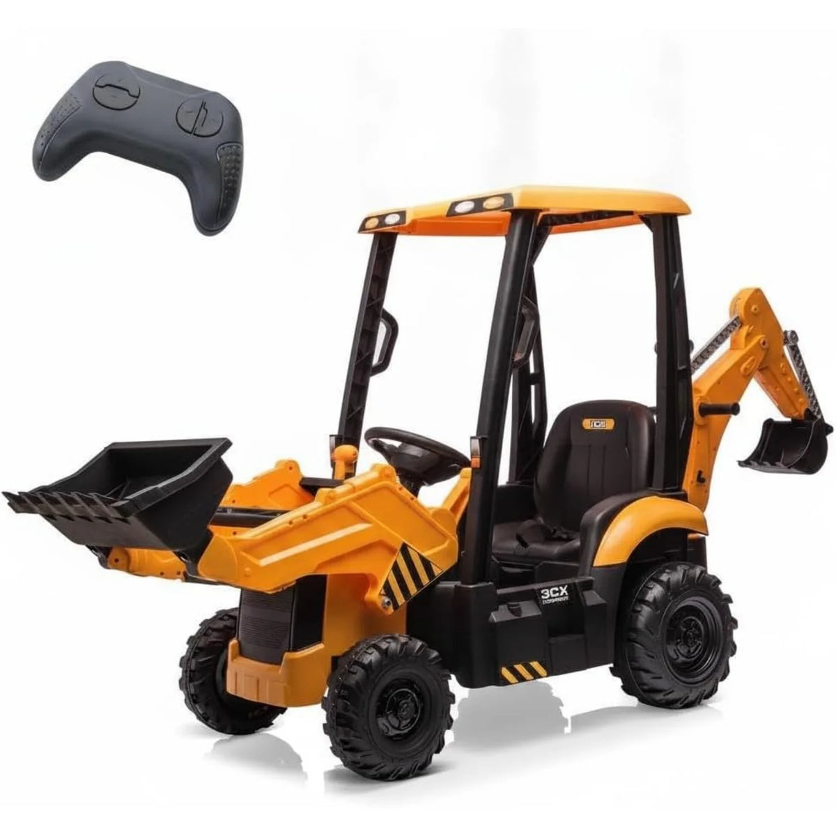 4-in-1 Kids Electric Tractor Excavator 12V Ride-On Car Front Loader/Shovel & Bulldozer Function |   2.4g Remote Control |   2–4 Km/H