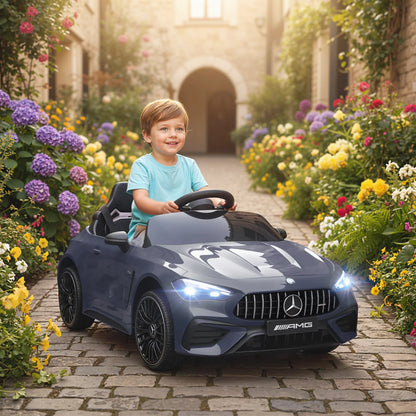 Kids Ride on Car,Electric Car for Kids 12V Dual Motors,Start-Stop Button,Remote Control,Led Lights,Music,Suitable for 3-6 Years Gray