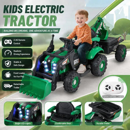 Tractor Matched with Trailer and Shovel, Green Seating Driving equipment for Outdoor Use Local Warehouse Shipment