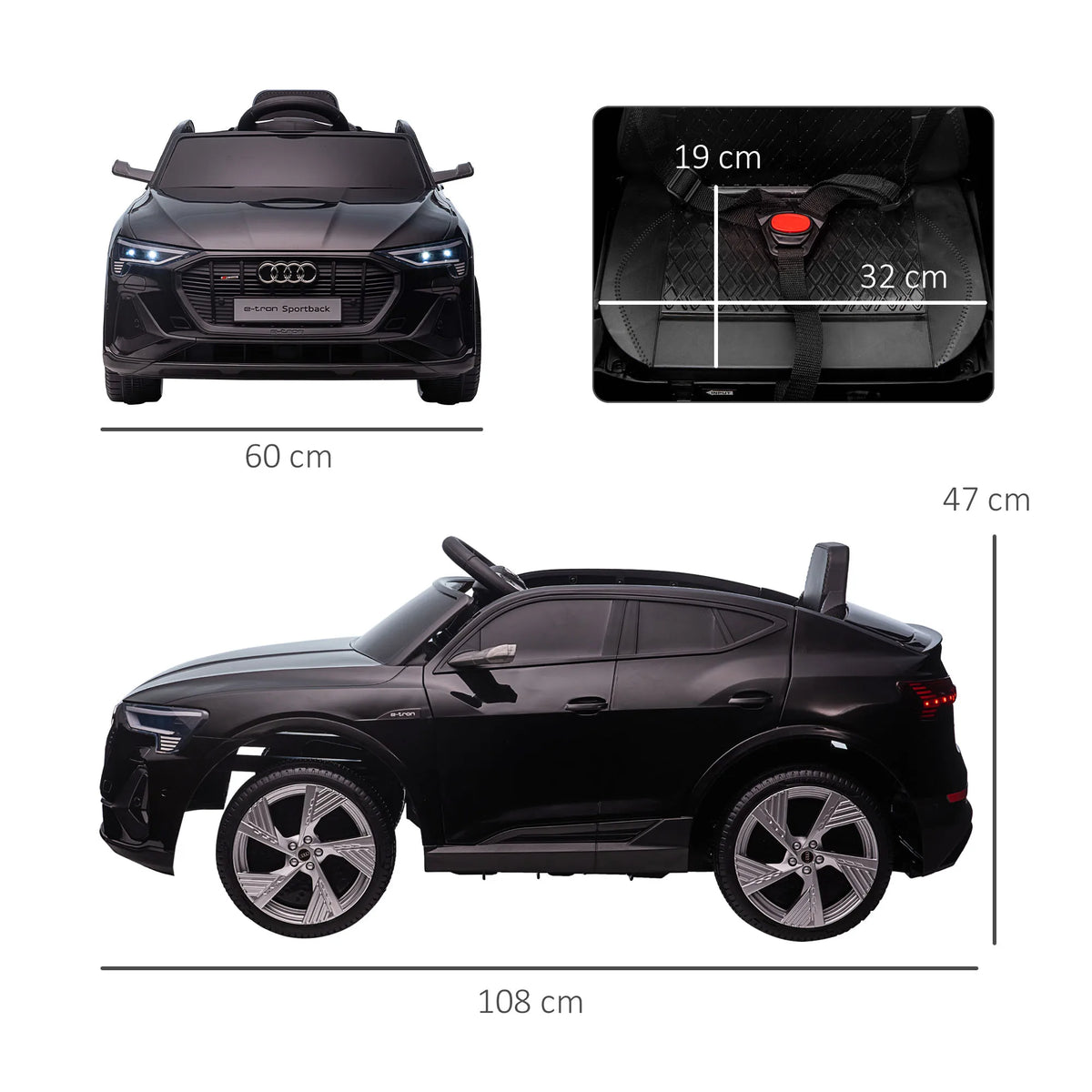 Electric Car for children with remote control, seatbelt, horn, music, headlights, up to 5 km/h, ages 3-5