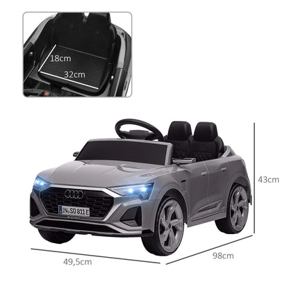Aiyaplay Electric Car for Children Audi Q8 Etron Sportback with License Headlights Horn and Music Gray