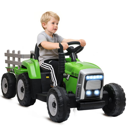HOMCOM electric tractor with removable trailer, children electric car from 3 to 6 years with remote control Music Display