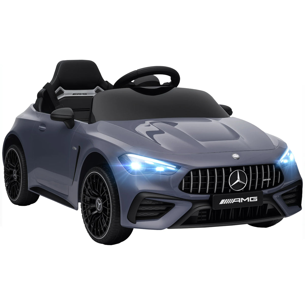 Kids Ride on Car,Electric Car for Kids 12V Dual Motors,Start-Stop Button,Remote Control,Led Lights,Music,Suitable for 3-6 Years Gray