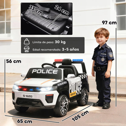 Aiyaplay Electric Police Car for Children with Double Motor, Siren, 4 Wheel Suspension and Headlights