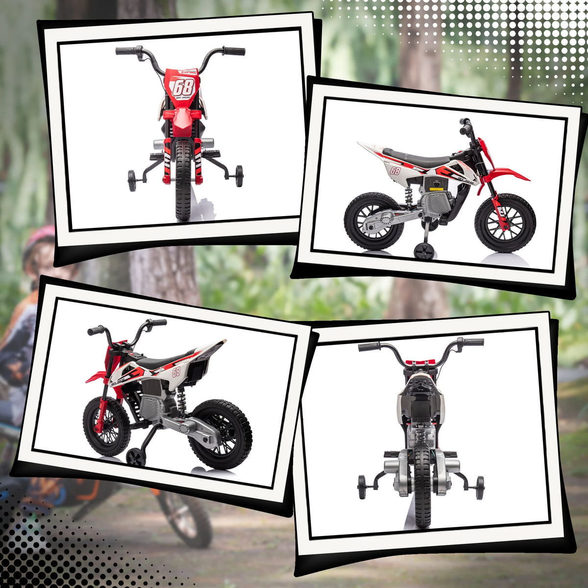 Motorbike cross child electric motorbike for children 3-6 years 2 12V speed motor max. 5 km/h Red