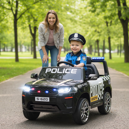 Aiyaplay Electric Police Car for Children with Double Motor, Siren, 4 Wheel Suspension and Headlights