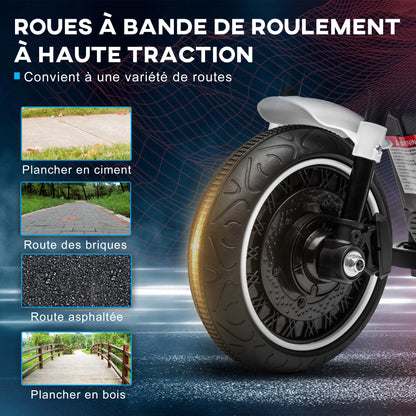 Children's Electric Motorcycle 3km/h 6V with LED Headlight 2 Driving Wheels 18-36 Months with Powerful Motor White, Children's Toy Motorcycle, Ride-on Motorcycle, Electric Motorcycle