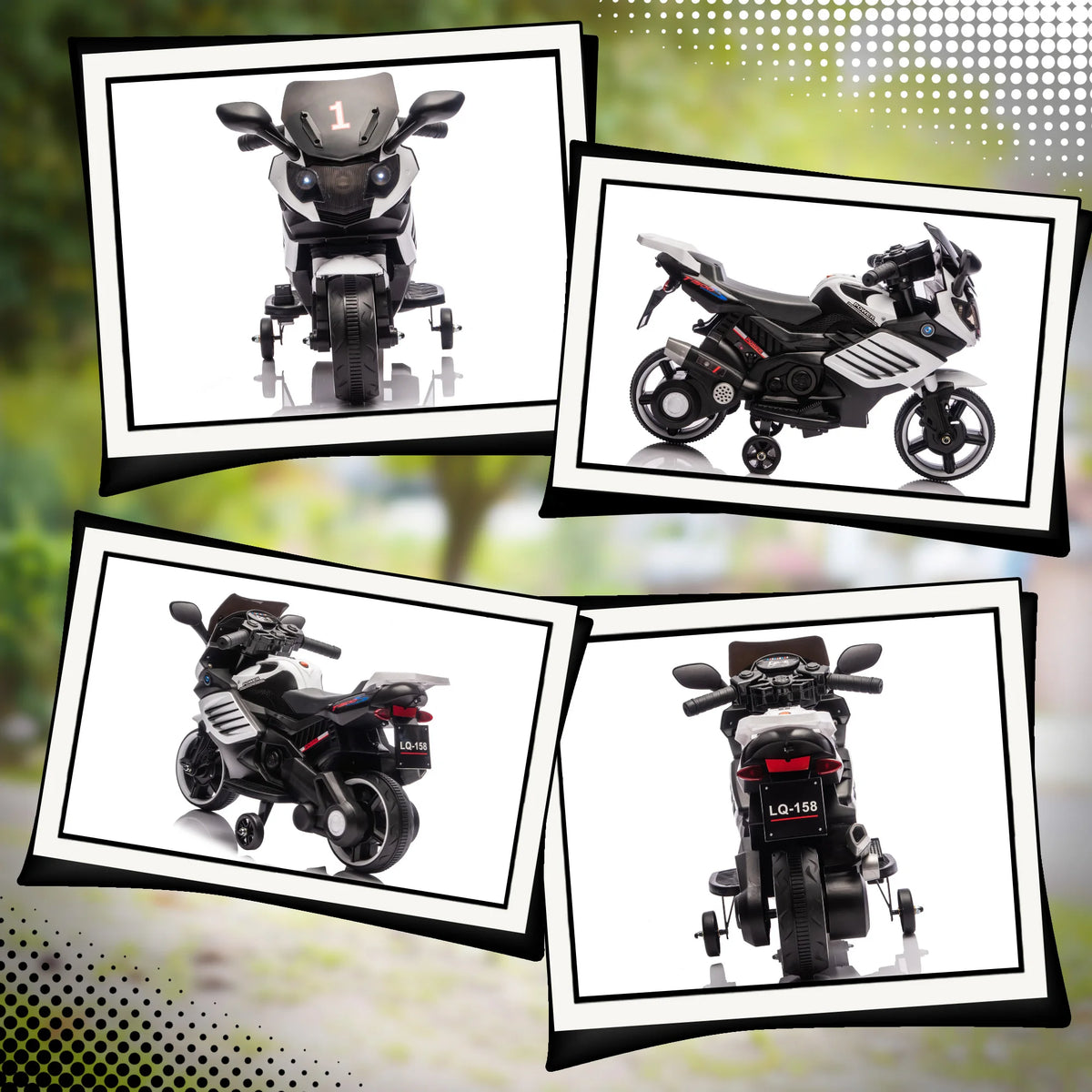 Electric motorcycle for children, 6V, electric motorcycle for kids, with training wheels, light and sound effects, white, electric toy motorcycle, bike, riding motorcycle