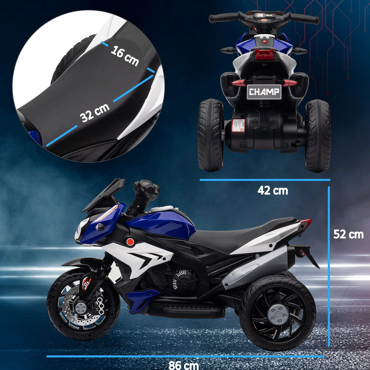 3-wheel 6 V electric Motorbike for children, electric car for children aged 3 to 6, with light and sound effects, 86x42x52cm