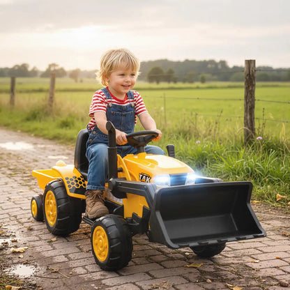 Electric Construction Excavator Toy With Flexible Movable Shovel, Detachable Trailer, Dual Control Modes, Safe
