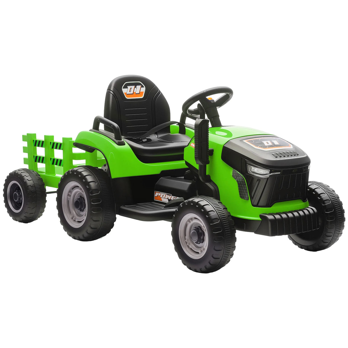 Electric Tractor for Children with Detachable Trailer 12V Battery Speed 3-5 Km/H