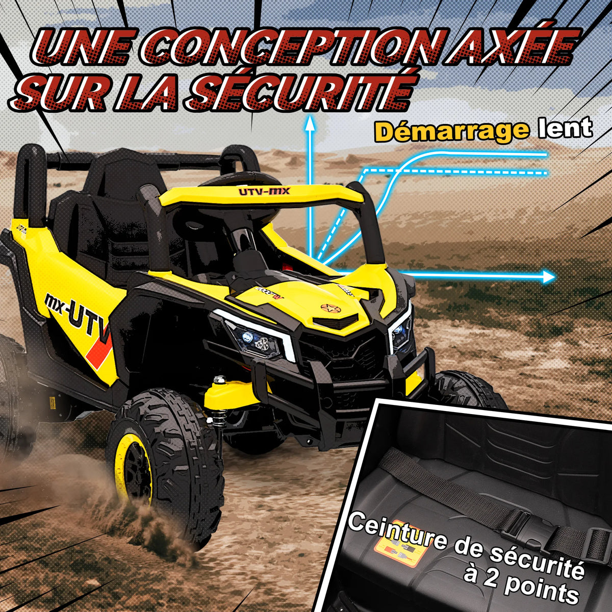12 V Electric Car UTV children Electric buggy children With remote control 2,4G Slow Start Hit System