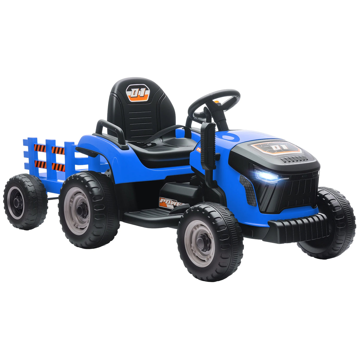 Electric Tractor for Children with Detachable Trailer 12V Battery Speed 3-5 Km/H