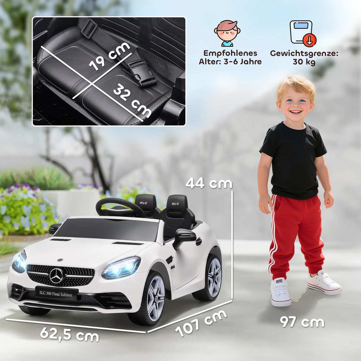Children's Electric Car with LED Headlight, Seat Belt, Horn, Music, 3 to 5 Km/h, Electric Toy Car, Children's Toy Car, Children's Electric Toy Car