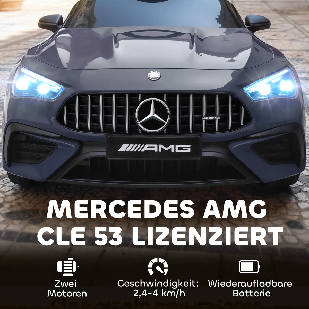 Kids Ride on Car,Electric Car for Kids 12V Dual Motors,Start-Stop Button,Remote Control,Led Lights,Music,Suitable for 3-6 Years Gray