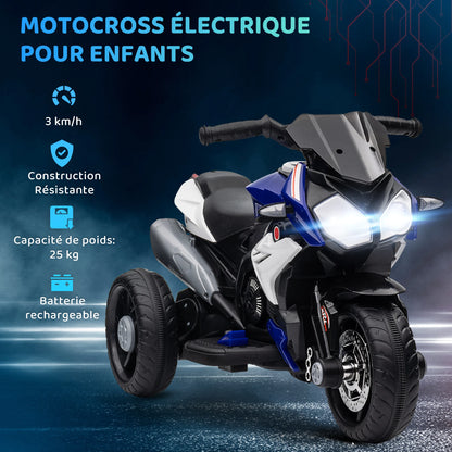 3-wheel 6 V electric Motorbike for children, electric car for children aged 3 to 6, with light and sound effects, 86x42x52cm