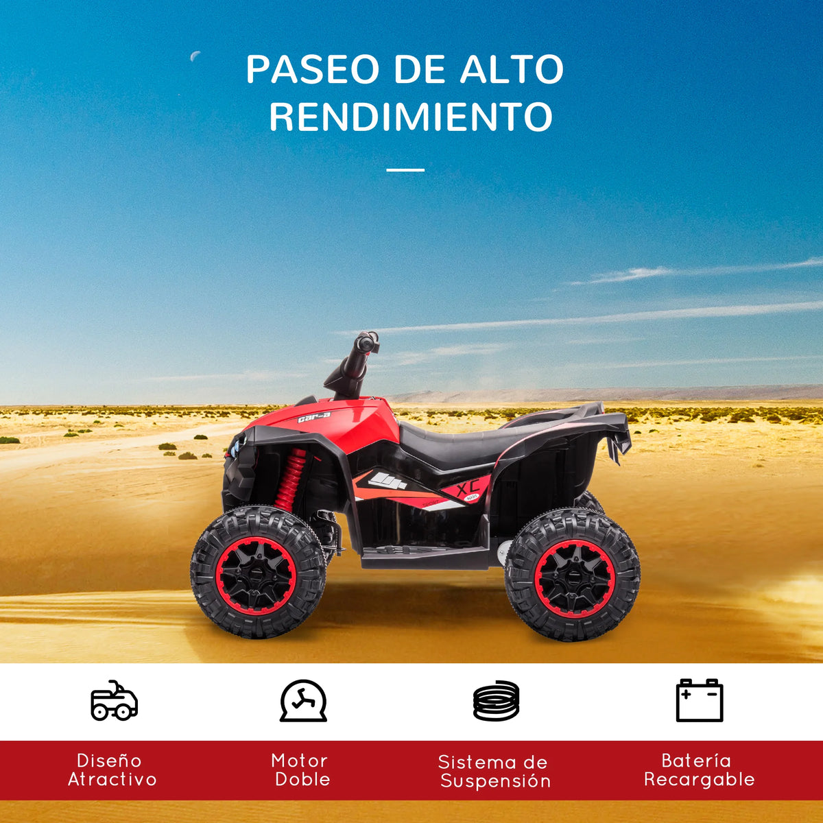 Homcom Electric Quad for Children 3-5 Years 12V with 2 Motors Headlights Horn