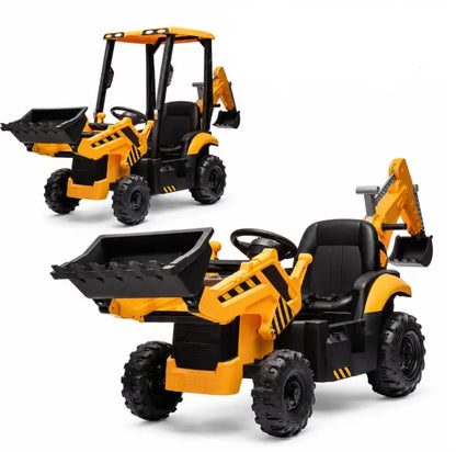 4-in-1 Kids Electric Tractor Excavator 12V Ride-On Car Front Loader/Shovel & Bulldozer Function |   2.4g Remote Control |   2–4 Km/H