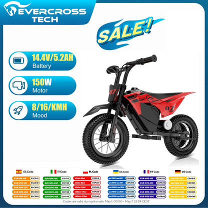 EVERCROSS TECH EV13M-children's electric Motorbike 150W - 2 speeds (8/16 km/h) -12 km autonomy-12 "off-road tires-for