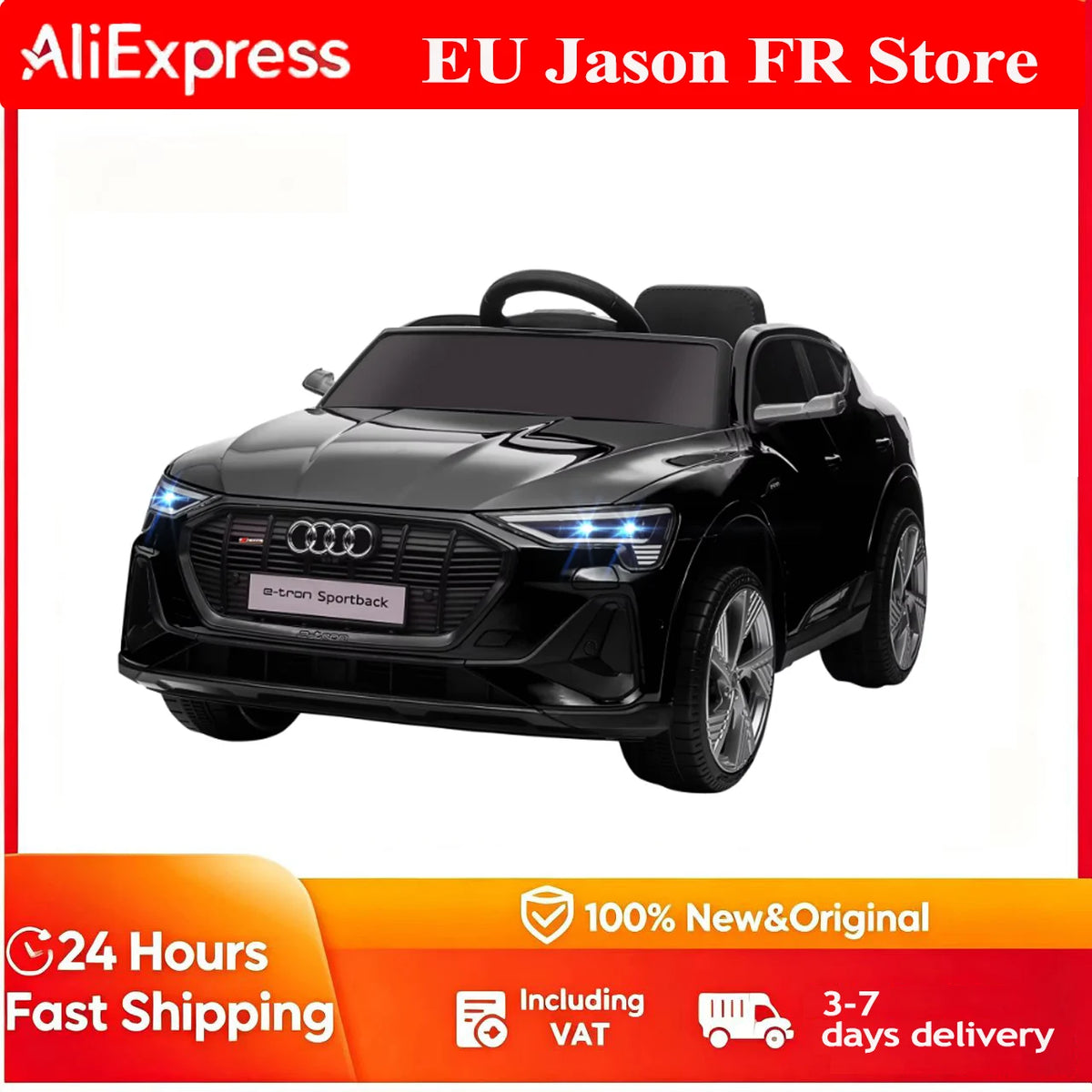 Electric Car for children with remote control, seatbelt, horn, music, headlights, up to 5 km/h, ages 3-5