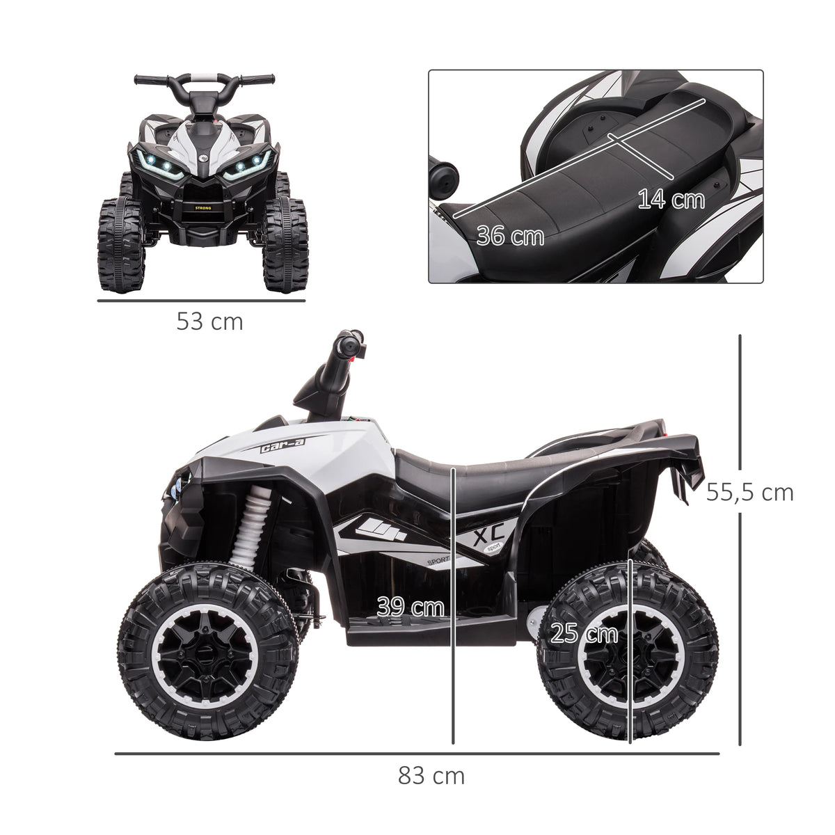 Homcom Electric Quad for Children 3-5 Years 12V with 2 Motors Headlights Horn