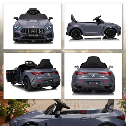 Kids Ride on Car,Electric Car for Kids 12V Dual Motors,Start-Stop Button,Remote Control,Led Lights,Music,Suitable for 3-6 Years Gray