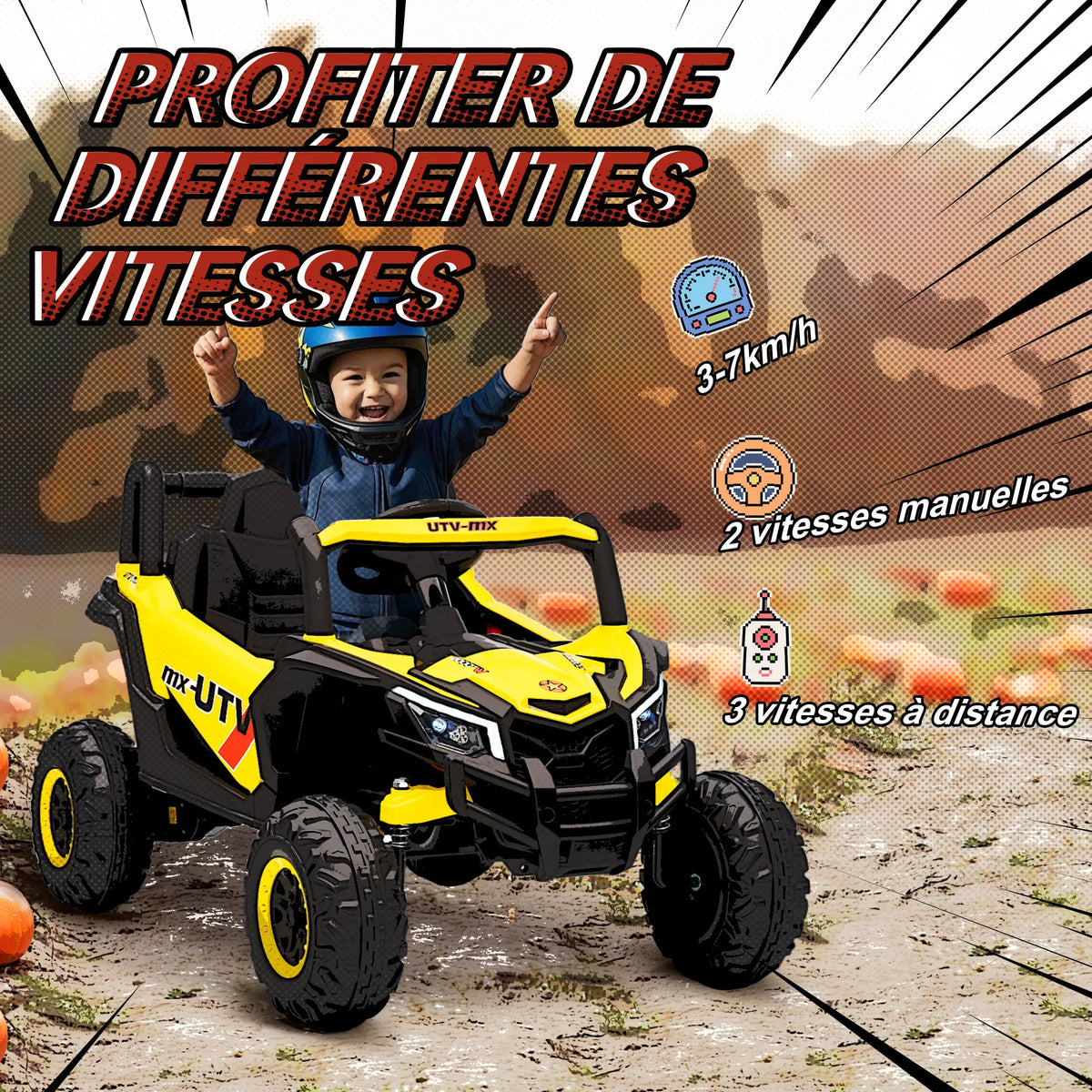 12 V Electric Car UTV children Electric buggy children With remote control 2,4G Slow Start Hit System