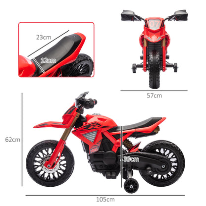 Aiyaplay Kids Electric Motorcycle, Ride on Dirt Bike for Kids with 6V Battery, 2 Motors, Horn and Training Wheels, Ages 3-8