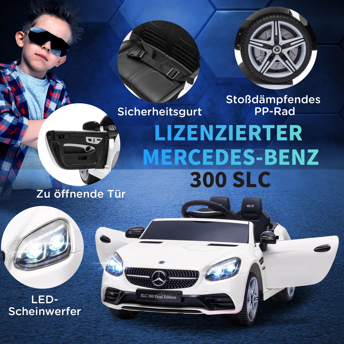 Children's Electric Car with LED Headlight, Seat Belt, Horn, Music, 3 to 5 Km/h, Electric Toy Car, Children's Toy Car, Children's Electric Toy Car