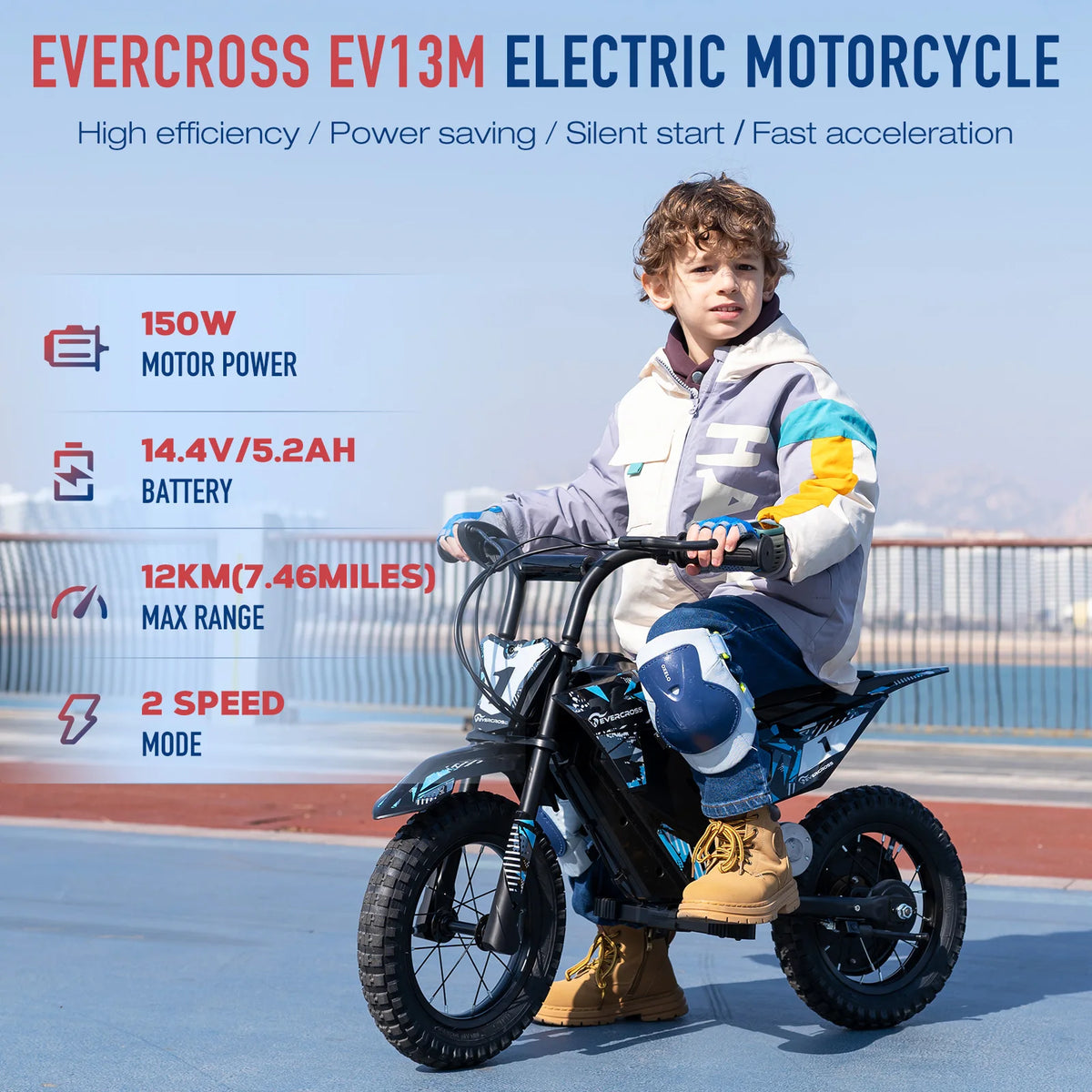 EVERCROSS TECH EV13M-children's electric Motorbike 150W - 2 speeds (8/16 km/h) -12 km autonomy-12 "off-road tires-for