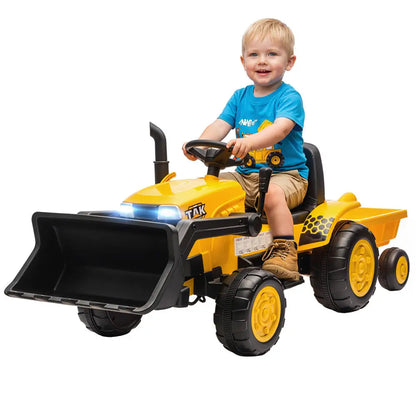 Electric Construction Excavator Toy With Flexible Movable Shovel, Detachable Trailer, Dual Control Modes, Safe