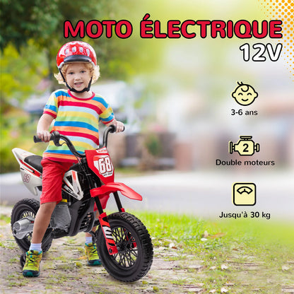 Motorbike cross child electric motorbike for children 3-6 years 2 12V speed motor max. 5 km/h Red