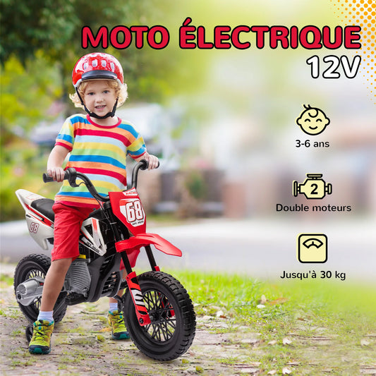 Motorbike cross child electric motorbike for children 3-6 years 2 12V speed motor max. 5 km/h Red