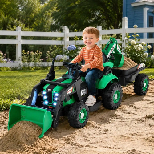 Tractor Matched with Trailer and Shovel, Green Seating Driving equipment for Outdoor Use Local Warehouse Shipment