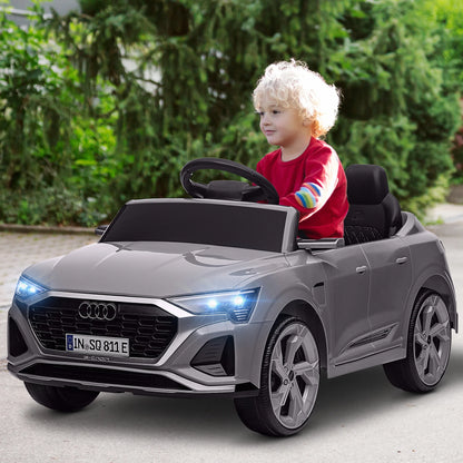 Aiyaplay Electric Car for Children Audi Q8 Etron Sportback with License Headlights Horn and Music Gray