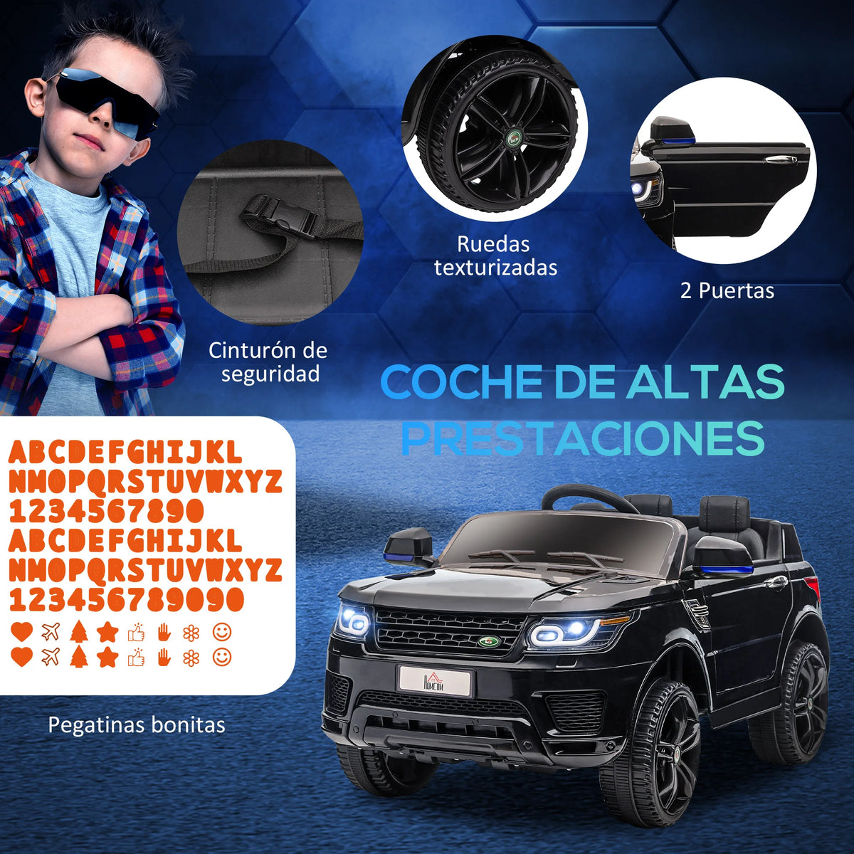 Homcom Licensed Electric Car for Children Aged 3-6 with 2 12V Motors 110X68X52 cm Black