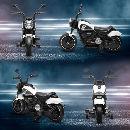 Children's Electric Motorcycle 3km/h 6V with LED Headlight 2 Driving Wheels 18-36 Months with Powerful Motor White, Children's Toy Motorcycle, Ride-on Motorcycle, Electric Motorcycle