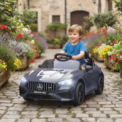 Kids Ride on Car,Electric Car for Kids 12V Dual Motors,Start-Stop Button,Remote Control,Led Lights,Music,Suitable for 3-6 Years Gray