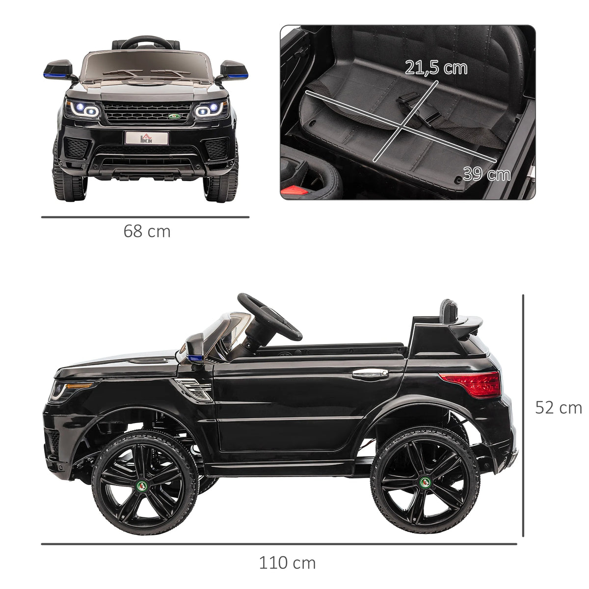 Homcom Licensed Electric Car for Children Aged 3-6 with 2 12V Motors 110X68X52 cm Black