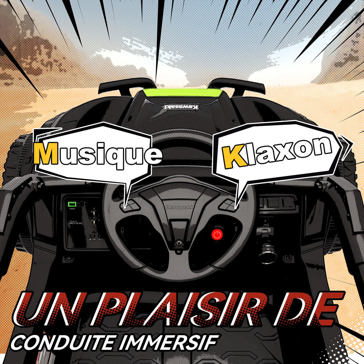 AIYAPLAY electric Car child UTV KAWASAKI TERYX KRX child 12 V electric buggy with 2 Motors 25 W with remote control