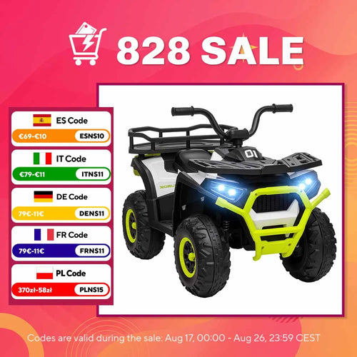 Aiyaplay Electric Quad for Children +3 Years Old with 12V Battery Load 30 kg Green