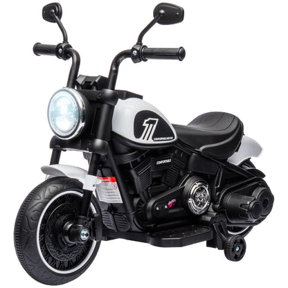 Children's Electric Motorcycle 3km/h 6V with LED Headlight 2 Driving Wheels 18-36 Months with Powerful Motor White, Children's Toy Motorcycle, Ride-on Motorcycle, Electric Motorcycle
