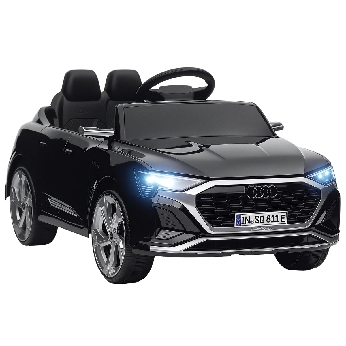 Aiyaplay Electric Car for Children Audi Q8 Etron Sportback with License Headlights Horn and Music Gray