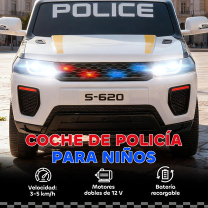 Aiyaplay Electric Police Car for Children with Double Motor, Siren, 4 Wheel Suspension and Headlights
