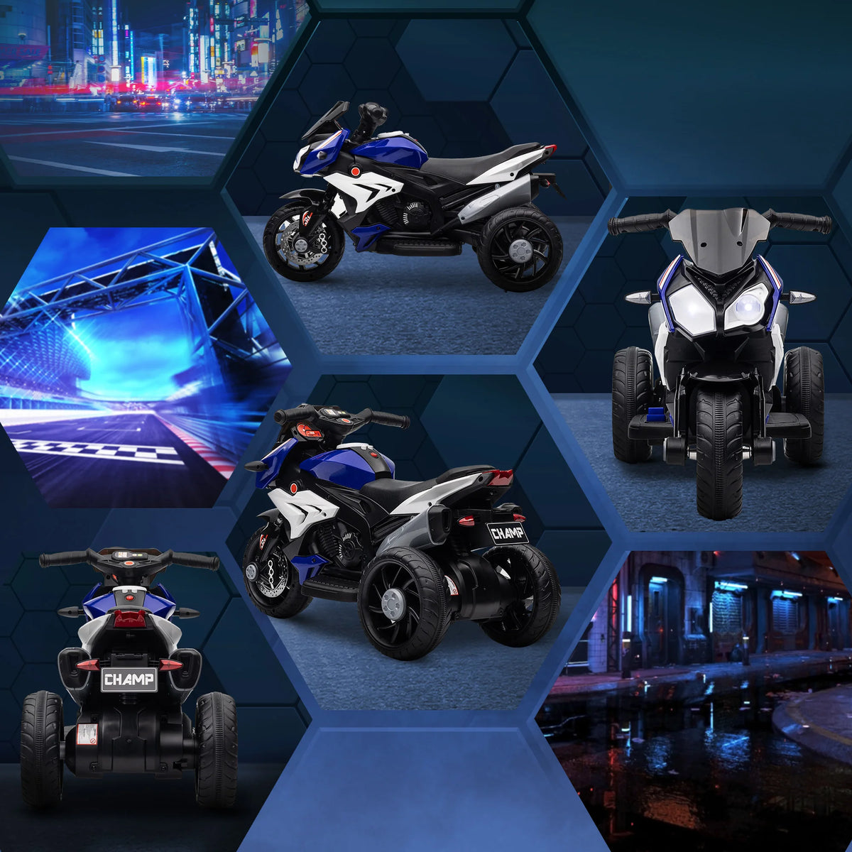 3-wheel 6 V electric Motorbike for children, electric car for children aged 3 to 6, with light and sound effects, 86x42x52cm